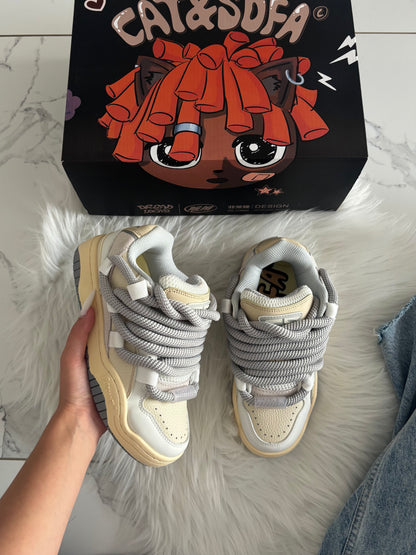 Cat&Sofa Beige White Rope Laces