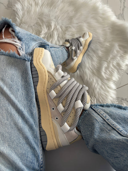 Cat&Sofa Beige White Rope Laces