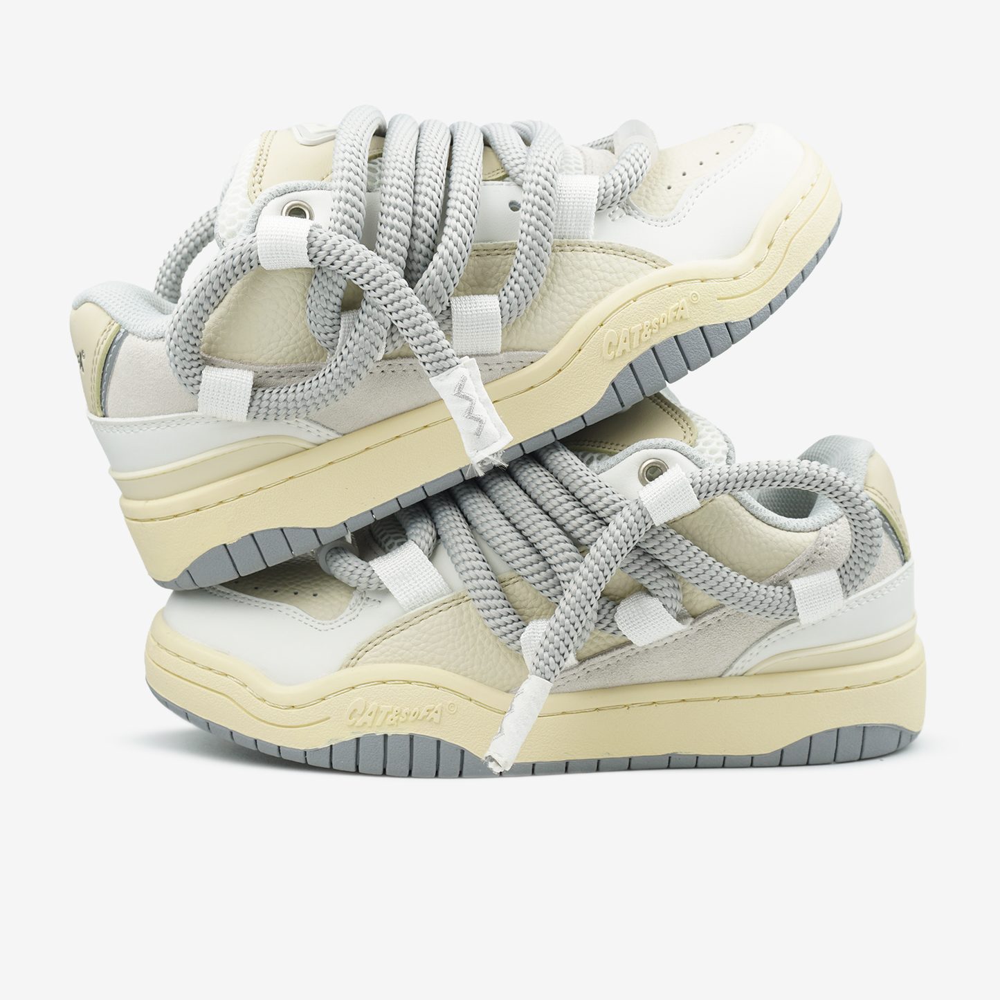 Cat&Sofa Beige White Rope Laces